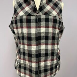 Women's Checkered Vest - Black, Gray, Red